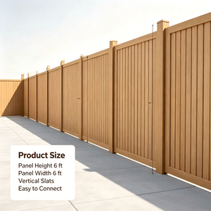 <span class=keywords><strong>Panneaux</strong></span> de clôture tubulaires 3D 5mm 1.5x2.5 et portes extérieures en WPC de 3m de long, couleur noyer, pour jardin, cour arrière et enclos pour chien - Product Image 4