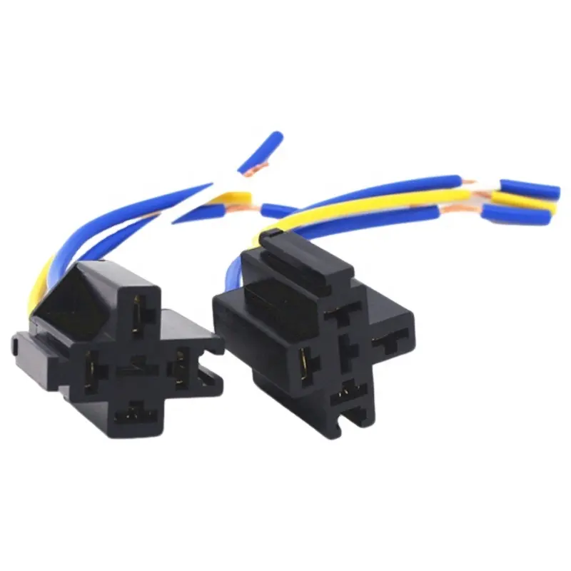 Auto Relay With Wire 4 Plug 5 Plug 40A Relay Socket With Wire Auto Harness Small Plum Blossom Type Base For Electronic Machine