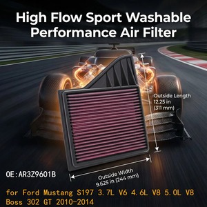 Nuevo Filtro de Aire de Alto Flujo Lavable de Alto Rendimiento OE AR3Z9601B para <span class=keywords><strong>Mustang</strong></span> S197 3.7L V6 4.6L 5.0L V8 <span class=keywords><strong>Boss</strong></span> <span class=keywords><strong>302</strong></span> GT 2010-2014 - Product Image 1