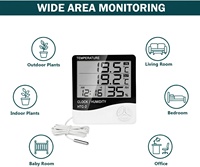 Termometer Higrometer Elektronik Murah untuk Dalam dan Luar Ruangan, Pengukur Kelembapan, Cocok untuk Rumah Kaca, Dijual