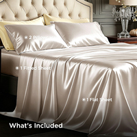 Parure de lit quatre pièces en soie artificielle, taies d'oreiller, drap-housse, housse de couette, toucher satiné lisse, fournisseur de textiles de chambre à coucher