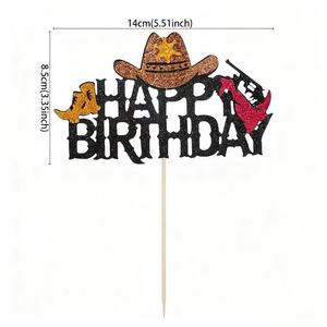 Decorazioni per <span class=keywords><strong>Torta</strong></span> di Compleanno Tema West Selvaggio 2025, Topper Riutilizzabili per Torte di Compleanno per Ragazzi e Ragazze - Product Image 5