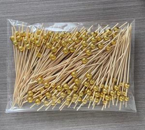 Palillos de Cóctel Desechables de Bambú Natural de 4.7 Pulgadas con Diseño de Flores de Perla, Accesorio de <span class=keywords><strong>Bar</strong></span> para Bodas - Product Image 4