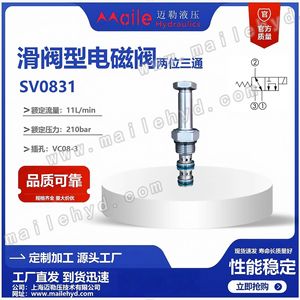 Vanne à cartouche solénoïde hydraulique SV08-31 à commande directionnelle pour engins de génie civil, corps en acier allié, fluide huileux - Product Image 5