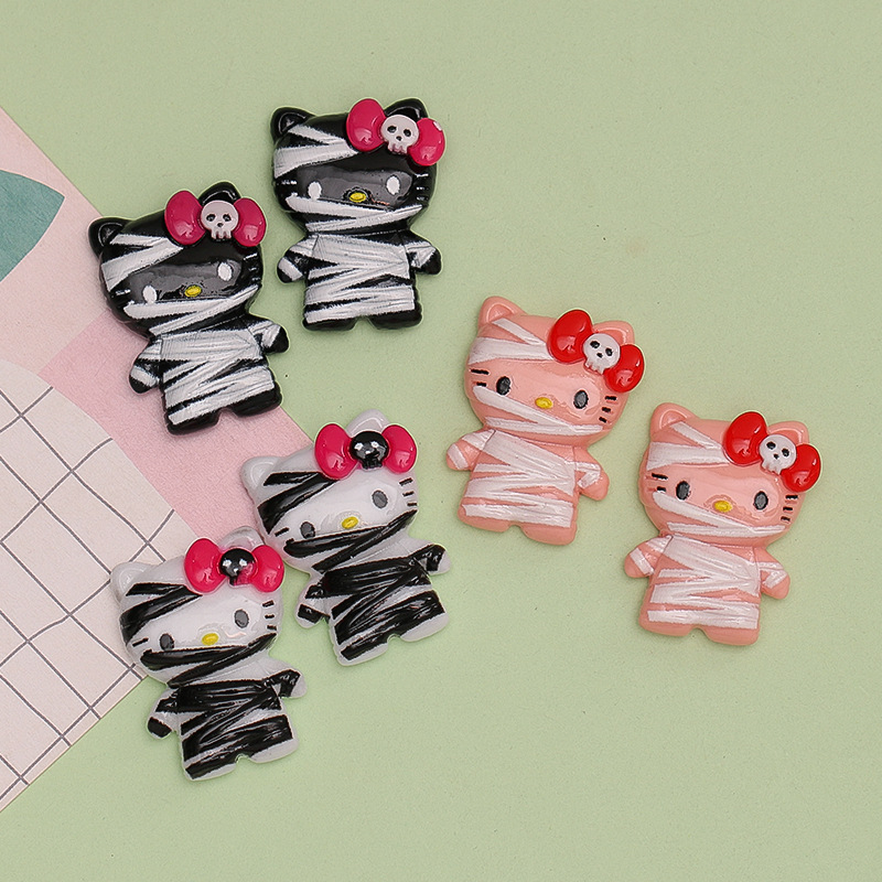 Kawaii, Хэллоуин, набор, мумия, котенок, скелет, бант, аксессуары из смолы, мультяшный декор, чехол для телефона, заколка для волос, большие украшения для ногтей
