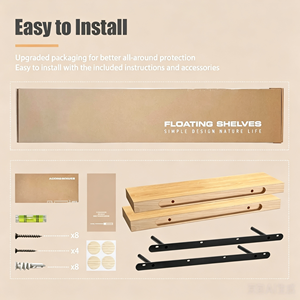 <span class=keywords><strong>Étagère</strong></span> <span class=keywords><strong>murale</strong></span> <span class=keywords><strong>invisible</strong></span> en bois massif, style minimaliste moderne, résistante <span class=keywords><strong>à</strong></span> l'eau, pour bureau, salon, cuisine, salle de bain - Product Image 6