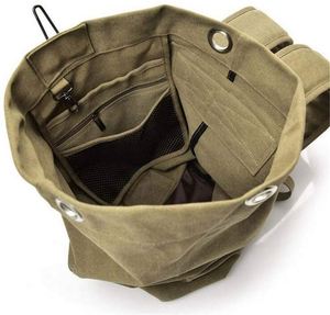 Bolsa de lona marrón de fábrica BSCI, mochila de lona de viaje con doble correa y carga superior - Product Image 4