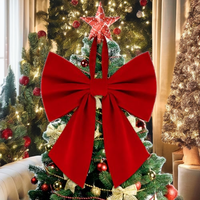 Décoration de sommet de sapin de Noël classique en velours rouge de 22 pouces, ornement de sapin de Noël, décoration murale intérieure pour la maison