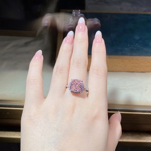 Bague en argent sterling S925 de luxe, coupe en forme de cœur de fleur de glace, avec pierre précieuse en zircon - Product Image 5