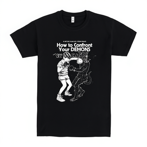 T-shirt How To Confront Your Demons, nera, unisex, taglia media per adulti, design grafico - Product Image 2