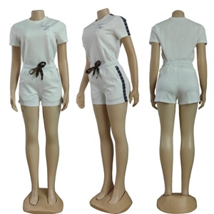 2025 Summer Women Embossed Print Casual <b>Shorts</b> <b>Set</b> <b>Designer</b> Luxury <b>t</b> <b>Shirt</b> <b>and</b> Biker <b>Shorts</b> <b>Set</b> <b>Short</b> Sleeve 2 Piece Outfits <b>Set</b> - Product Image 2