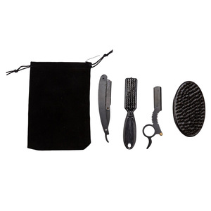 Kit de toilettage de la barbe Playboy pour hommes, avec anneau de fixation pour brosse et support de rasoir pliable, ensemble en plastique noir pour l'entretien de la barbe - Product Image 5
