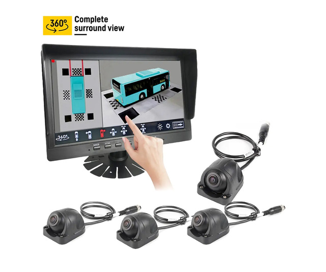 Front and Rear Semi 2ch Trailer Dashcam 4 Car Camera Truck Bus Waterproof 360 Surround View Camera System
