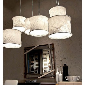 Lampes suspendues en lin rondes E27, lustre à six têtes pour salon, luminaires décoratifs pour la maison - Product Image 2