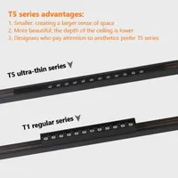 Système d'éclairage sur rail magnétique ultra-mince T5 noir, spot LED moderne encastré flexible, garantie 3 ans pour l'intérieur