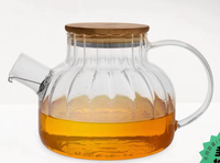 Théière de grande capacité, bouilloire à eau froide, verre à thé transparent, boîte à jus en verre borosilicate, boîte à fleurs CLASSIQUE en acier inoxydable rond