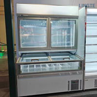 Vitrine combinée grande capacité avec présentoir vertical et congélateur horizontal pour viandes et fruits de mer surgelés