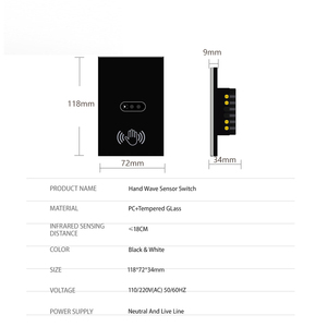 Wholesale Smart Glass Screen Panel <strong>Wall</strong> <strong>Light</strong> <strong>Switch</strong> Infrared Sensor PC Material 10A 90-250V/240V EU/UK/US Wires Wifi - Product Image 6