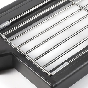 Estante de Almacenamiento Plegable de Doble Capa para Montar en la Pared de la Cocina, Organizador de Platos y Tazones de Acero Inoxidable y Aleación de Aluminio, Rectangular, Negro y Blanco - Product Image 4