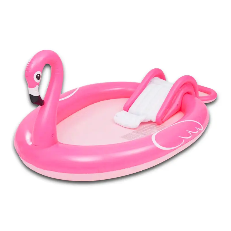 Flamingo Inflatable Kiddie Pool & Water Slide & Splash Sprayer Sprinkler for Babies and Toddlers Summer Swimming Pool