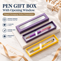 Boîtes cadeaux vides pour stylos avec couvercle transparent et insert en mousse, étui en carton pour l'affichage de bijoux, crayons, stylos à bille et stylos plume
