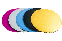 Oro 12 pulgadas redondo debajo de las tablas de pastel Diseño de moleteado Bases circulares de cartón Recubierto de PE de un solo lado para uso alimentario