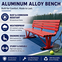 Banc de repos durable en alliage d'aluminium antirouille et résistant à la corrosion pour extérieur, idéal pour les bords de terrain de tennis et les terrains de basketball