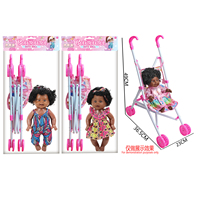 Poupée Bébé Noire Ronde de 30 cm, 5 Articulations, Jambes Pliables, Yeux 3D Réalistes, en Vinyle, Poussette, 4 Sons, Fonctionne à Piles, Jouet Éducatif pour Enfants 3+