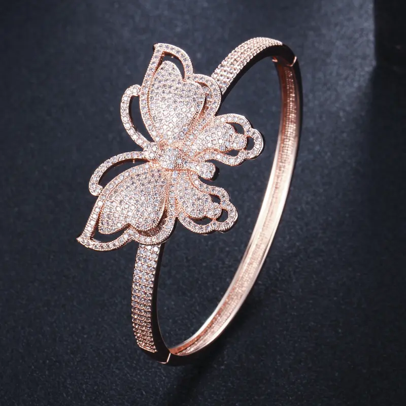 Модные индийские браслеты бабочки с закрытыми цирконами ювелирные изделия для свадьбы кубический циркон знаменитости золотые браслеты