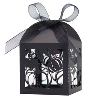 Boîte à bonbons pliable en papier nacré, motif citrouille et feuille d'érable, ajourée