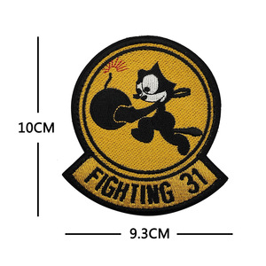 Felicia Cat Fighter Attack Squadron - Toppa Ricamata Termoadesiva Ecologica Rotonda per Vestiti, Borse e Scarpe - Product Image 1