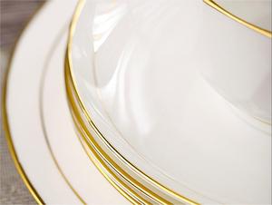 Juego de Vajilla para Fiestas y Bodas, Decoración con Borde Dorado para Hoteles y Restaurantes, Vajilla de Cerámica y Porcelana, Juegos de Vajilla de Gres - Product Image 3