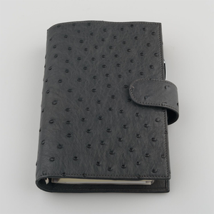 Carnet de voyage A5 en cuir noir gaufré autruche, rechargeable, avec couverture à trois volets, format <span class=keywords><strong>poche</strong></span>, papeterie, cadeau, journal intime - Product Image 2