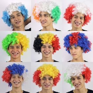 2026 Copa de fútbol Bandera nacional Peluca de color Suministros para fiestas de invierno <span class=keywords><strong>Afro</strong></span> Headgear Carnival Festival Props para adultos Fan peluca - Product Image 5