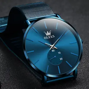 OLEVS 9954 Venta caliente estilos impermeable luminoso reloj de moda hombres personalizado fino Acero inoxidable malla cinturón reloj de cuarzo para hombre
