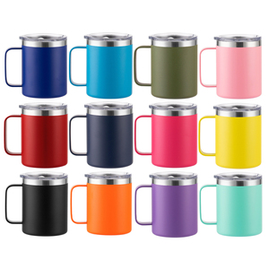 Mug à café isotherme décontracté en acier inoxydable de 14 oz, à double paroi sous vide, avec couvercle et poignée, anti-fuite - Product Image 5
