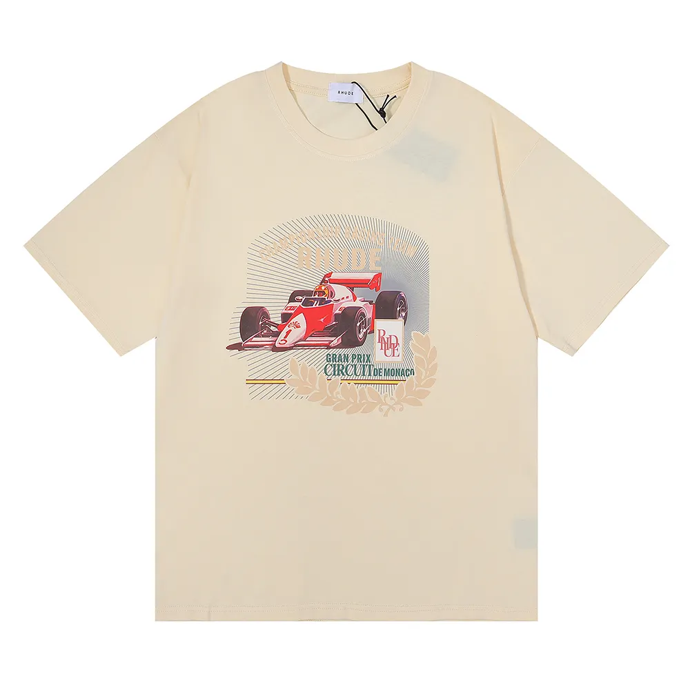 RHUDE F1 Racing GRAN PRIX CIRCUIT DE MONACO HD Printing Summer New Cotton T-shirt Wholesale for Men and Women