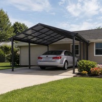Abri de stationnement Angye moderne et luxueux pour 2 voitures, personnalisé, en alliage d'aluminium thermolaqué, étanche, pour villa et cour.
