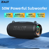Enceinte de fête sans fil ZEALOT P15 50W avec double haut-parleur 25W et éclairage RGB, étanche IPX6, batterie 6000mAh, appairage TWS, Type-C, pour jardin