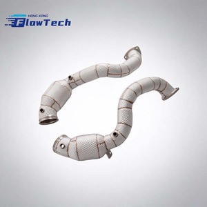 Downpipe haute performance FlowTech T304 en acier inoxydable avec bouclier thermique pour Aston Martin DB11 Vantage 4.0T – Fixation directe par boulons - Product Image 5
