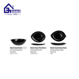 Piatto da portata quadrato in vetro opalino nero di alta qualità da 9,06 pollici per uso domestico <span class=keywords><strong>e</strong></span> ristorante, stoviglie in vetro opalino - Product Image 5