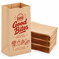 Sac en papier brun écologique à fond plat, résistant à la graisse, de qualité alimentaire, pour l'emballage de pop-corn, personnalisable