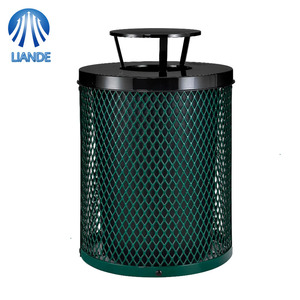 ถังขยะโลหะแบบขยายได้สำหรับกลางแจ้ง พร้อมฝาปิดกันฝน ขนาด 36 แกลลอน ถังรีไซเคิล ทนทาน กันน้ำ เหมาะสำหรับใช้ในโรงเรียนและสวนสาธารณะ - Product Image 1