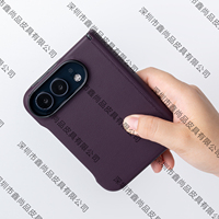 Étui à rabat en cuir végétalien pour iPhone Duo avec protection de charnière, fenêtre transparente et anneau magnétique N52 – Vente en gros