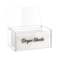 Distributeur de feuilles assouplissantes pour linge, moderne, en acrylique, résistant à l'eau, pré-assemblé pour bureau, avec couvercle à charnière et support transparent