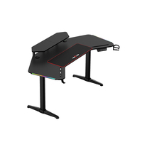 Bureau de jeu LED réglable en hauteur avec texture en fibre de carbone, bureau de jeu d'angle avec RVB