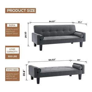 Canapé-lit multifonctionnel en tissu réglable à 3 angles, canapé-lit paresseux pour le bureau, le salon, convertible en lit - Product Image 6