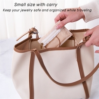 Boîtes de rangement portables personnalisées avec logo, petite boîte de rangement à fermeture éclair, étui de voyage en cuir PU avec pochette en velours