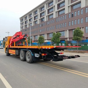 Shacman 6x4 <b>Flatbed</b> Recovery <b>Truck</b> with Knuckle Boom Crane for Heavy Vehicle Towing and Construction Equipment Lifting - Product Image 2