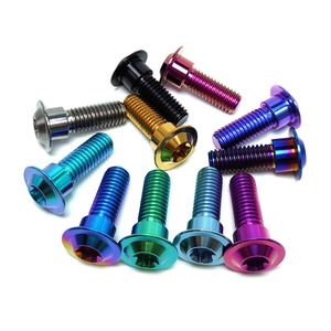 Винт для заднего крыла мотоцикла из титанового сплава, класс ISO/ASME 10, M1.25*15, с плоской головкой, анодированный, с боковой пластиной, ступенчатый, для дискового тормоза - Product Image 6